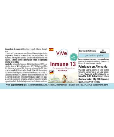 Immune 13 | 30 Delayed-Release Drcaps | 13 Probiotic Strains | 41.5 Billion CFU | Premium German Quality | Vive Supplements - Buy Online on GoSupps.com