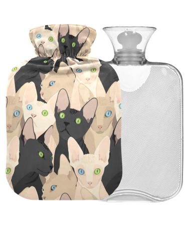 Naanle cat hot water bottle with reference transparent hot water bottle 2l large hot hot water bottle for bed handfoot warmer pain relief warmth and cold therapy winter