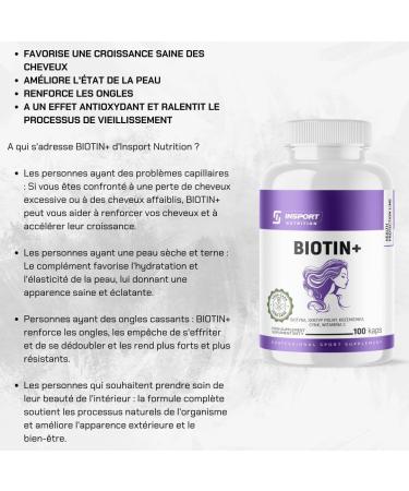 Biotin Plus - Support for Hair Skin and Nails - Horsetail Vitamin C Zinc and Biotin - 100 Capsules - Food Supplement without Additives INSPORT Nutrition - Buy Online on GoSupps.com
