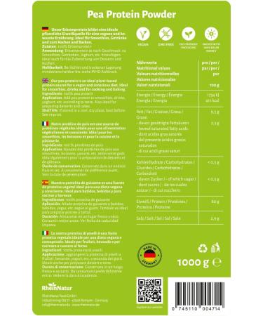  RheinNatur RheinNatur Pea Protein Powder 1kg - Vegan Protein Powder - Protein Powder for Protein Shakes Smoothies and More - Plant Prot - Buy Online on GoSupps.com