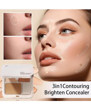 3-Color Cream Contour Palette | Full Coverage Concealer Natural Shade - Complexion Corrector for Redness Blemishes and Dark Circles - Buy Online on GoSupps.com