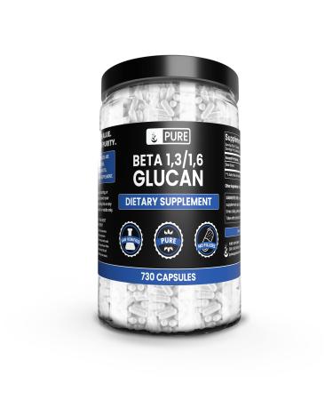 Pure Original Ingredients Beta Glucan 1 3/1 6 (730 Count) No Magnesium Or Rice Fillers Always Pure 730 Count (Pack of 1)