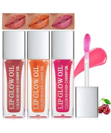 Plumping Lip Oil 3 Colors Hydrating Lip Gloss Tinted Lip Balm Nourishing Lip Glow Oil Lip Care Transparent Toot Lip Oil for Lip Care and Dry Lip(1 2 5)