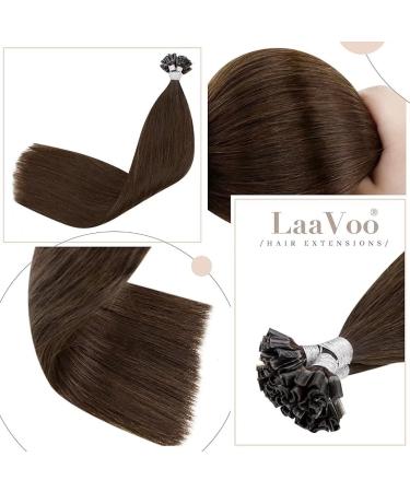 LAAVOO Real Hair Extensions - 60cm Brown U Tips with Keratin Bonding | Pre-Bonded #4 - 1g/s 50g 50 Strands 35cm U Tip Extensions - Buy Online on GoSupps.com