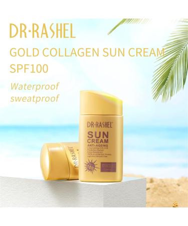 Dr Rashel Anti Aging Sunscreen SPF 100 - Waterproof Non-Greasy Face & Body Lotion Ideal Beach Essential for Women Lightweight Moisturizing Sun Cream - Buy Online on GoSupps.com