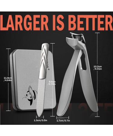 BEZOX Ergonomic Angled Head Toenail Clipper for Senior Thick Nails - Large Nail Clippers with Metal File for Men and Women (Large-Silver) - Buy Online on GoSupps.com