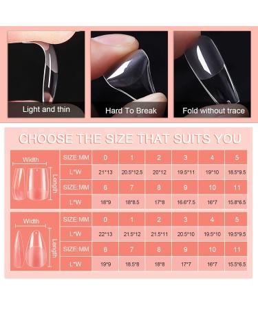 Ysuvin Nail Tips - 240pcs Transparent Fake Nails Short Almond & Square Perfect for Technicians & Beginners - Ideal for Manicure Salons - Buy Online on GoSupps.com