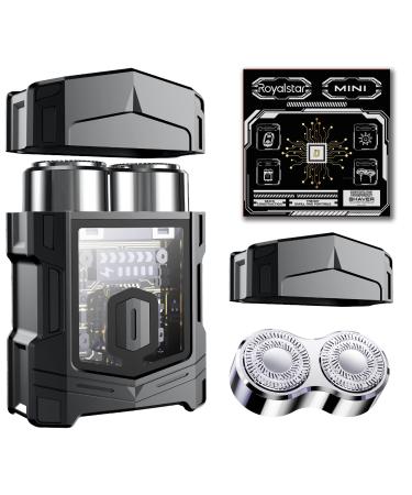 Mini Portable Electric Shaver Travel Shaver Men's Electric Shaver IPX6 Waterproof Wet and Dry with Smart Display Rechargeable Cordless Rotary Shaver for Travel Car Office Gift Father Friend Black