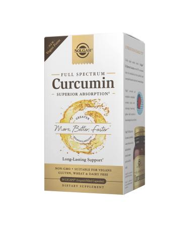 Solgar Full Spectrum Curcumin - 30 LiCaps - Superior Absorption - Brain Joint & Immune Health - Vegan Gluten Free Non-GMO Dairy Free - 30 Servings - Buy Online on GoSupps.com