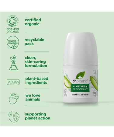 Buy Dr Organic Aloe Vera Deodorant Roll On 50ml - Natural & Eco-Friendly | International Shipping Available - Buy Online on GoSupps.com
