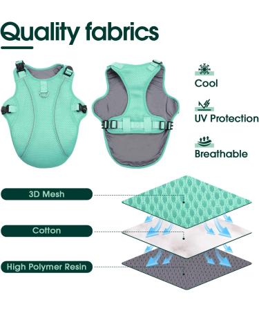 Kuoser Cool Vest for Dogs | Cooling Jacket & Coat for Outdoor Activities | Ventilated Dog Cooling Vest in Green - Buy Online on GoSupps.com