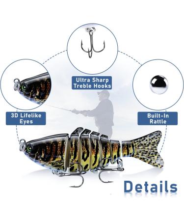 Multi Jointed Fish Fishing Lures 3 Pack - Slow Sinking Swimbait for Bass Trout in Freshwater and Saltwater - Lifelike Crankbaits Kit - Buy Online on GoSupps.com