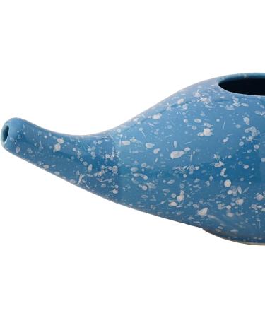 Ceramic Neti Pot Premium Handcrafted Durable Dishwasher Safe 225 Ml. (7.6 FL Oz) Capacity - Blue Matte - Buy Online on GoSupps.com
