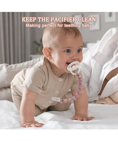 CLdy 2-in-1 Silicone Pacifier Chain & Bite Ring Toys - BPA-Free Baby Pacifier Holder Strap - 3-Pack (Orange Purple Pink) for Boys & Girls - Buy Online on GoSupps.com