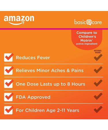 Amazon Basic Care Children's Ibuprofen 100mg Berry - 4 Fl Oz (Pack of 1) - Buy Online on GoSupps.com