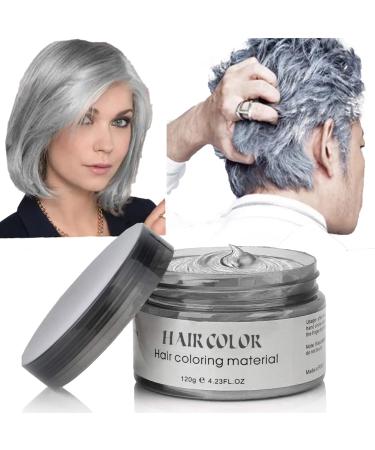Silver Gray Temporary Hair Color Wax Dye Acosexy Gray Hair Wax Kids Temporary Hair Spray Wax Pomades Disposable Natural Hair Strong Style Gel Cream Hair Color Dye Instant Hairstyle Mud Cream for Women Kids Party  Cosplay...