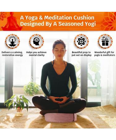 Traditional Tibetan Zafu Meditation Cushion - Soft Velvet with Embroidery - Rose Quartz - Buy Online on GoSupps.com