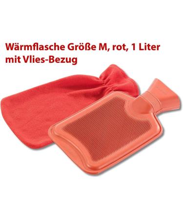Pearl Rubber Heat Bottle - M Size 1L Hot Water Bottle with Fluffy Fleece Cover in Red | Ideal Bed Heating & Warm-Up Solution - Buy Online on GoSupps.com