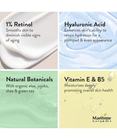 Maritime Naturals Retinol Moisturizer | Hyaluronic Acid & Organic Ingredients | Professional Face Cream for Day & Night | 120ml - Buy Online on GoSupps.com