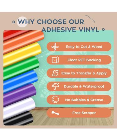 HTVRONT 12x5ft Permanent Vinyl Rolls - 8 Color Adhesive Vinyl for Cricut & Silhouette Cutters | Ideal for Signs, Scrapbooking, and Crafts - Buy Online on GoSupps.com