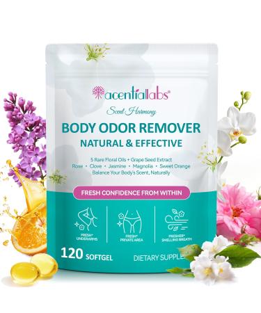 Body Odor Supplement(120 Softgel) Body Deodorizing Supplement Natural Internal Odor Control Pills Supports Fresh Breath & Whole-Body Freshness for Men & Women