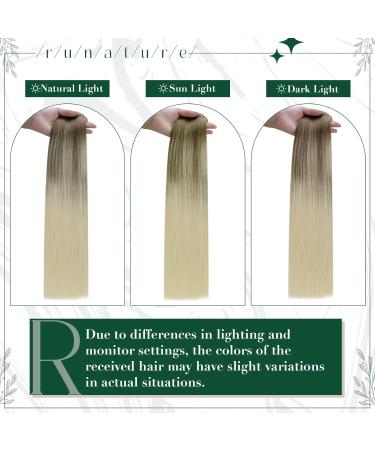 Runature Real Hair Clip-In Extensions - Brown Balayage Ombre Blond 40cm 3pcs 50g - Premium Quality Human Hair #BA8/60 - Buy Online on GoSupps.com
