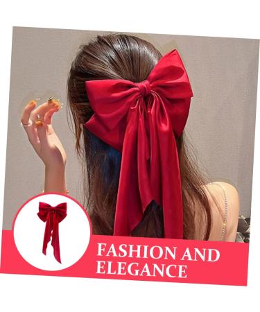 FRCOLOR Satin Ribbon Hairpin Bow Hair Clips Hair Clips for Makeup Barrettes for Thick Hair Ribbon for Hair Satin Hair Ties Hair Barrettes Hair Ribbons Miss Halloween Accessories Red Fabric - Buy Online on GoSupps.com