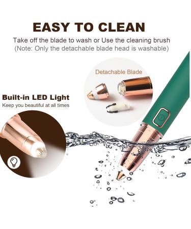 Eyebrow Trimmer for Women - Painless Electric Razor with LED Light for Eyebrows Face Nose Ear Chin and Bikini Detail - Battery Operated (Green - Buy Online on GoSupps.com
