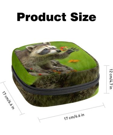 Menstrual Pad Bag with Zipper - Cute Raccoon Design Pouch for Women & Girls | Durable Tampon Collection Bag - Buy Online on GoSupps.com