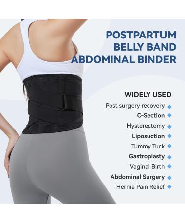 Postpartum Belly Band & Abdominal Binder - Post Surgery Tummy Tuck Belt for Men & Women | Back Support for Lower Back Pain (M-XXL Black - Buy Online on GoSupps.com
