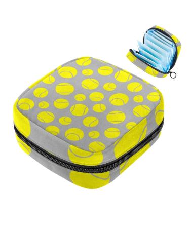 Yellow tennis balls patterns women's napkin storage bag portable period pocket for women teenagers girls menstrual cups breastfeeding pillows holders