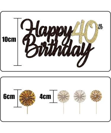 Shop Tortendeko Black Gold 40th Birthday Cake Topper & Cupcake Decorations - Perfect for Men & Women - Buy Online on GoSupps.com