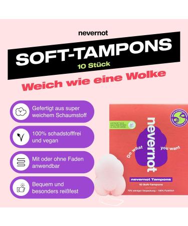 Nevernot Soft Tampons - 10 Pieces Menstrual Sponge 100% Pollutant-Free Super Soft & Easy to Remove - Buy Online on GoSupps.com