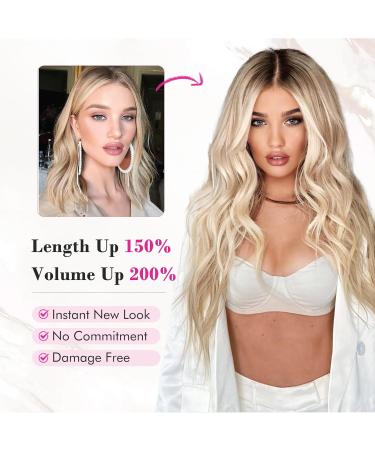 Reecho Clip In Extensions - 4PC Natural Blonde 60cm Thick Hair Extensions for Beachy Waves | Invisible Tip Soft Hair - Buy Online on GoSupps.com