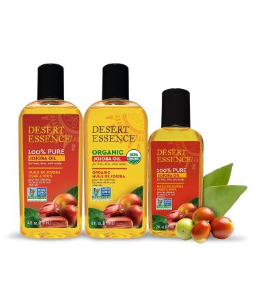 Desert Essence Jojoba Oil 4 Fl Oz - Moisturizer for Face, Skin & Hair | Cleanses Pores, Prevents Scalp Flakiness, Fights Infections | USDA Certified & Sensitive Skin Friendly - Buy Online on GoSupps.com