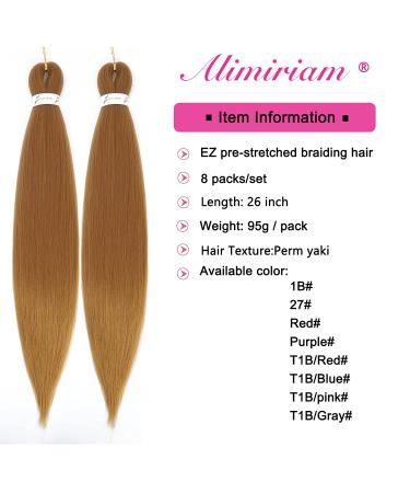 Pre Stretched Honey Blonde 26 Crochet Braiding Hair Extension | 27# Color | 8 Packs | Itch-Free & Hot Water Settable - Buy Online on GoSupps.com