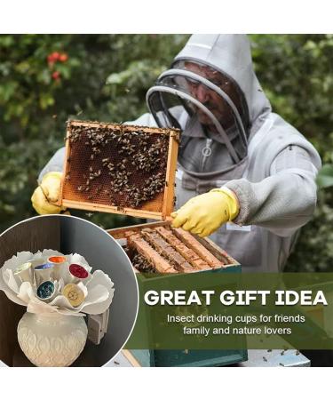 EHOTER Bee Insect Drinking Cup 2024 New Colorful Bee Insect Drinking Cup Safe Places to Drink for Bees Thirsty Pollinators Need a Drink Resin Bee Cups for Garden Decor (Multicolor) - Buy Online on GoSupps.com