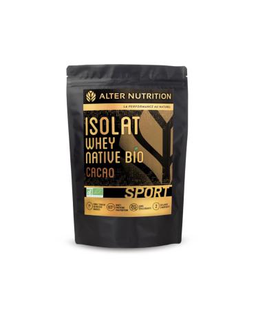 ALTER NUTRITION - Organic Native Whey Isolate - Cocoa - Mass Gainer - Low Fat - GMO/Emulsifier/Additive Free - Made in France - 21g Protein Per Scoop - 700g Bag