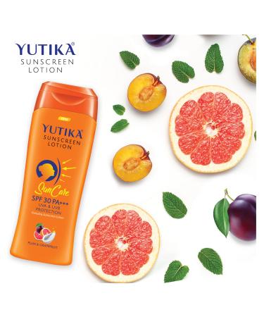Yutika Sunscreen Lotion SPF 30 PA+++ | UVA & UVB Protection for Men & Women | Plum & Grapefruit | 10.14 Fl Oz - Shop Now - Buy Online on GoSupps.com