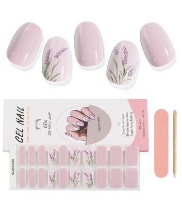 EBANKU 20 PCS Gel Nail Strips Nail Gel Polish Strips Full Wraps Adhesive Gel Nail Stickers with Nail File and Stick(UV/LED Lamp Required) (3)