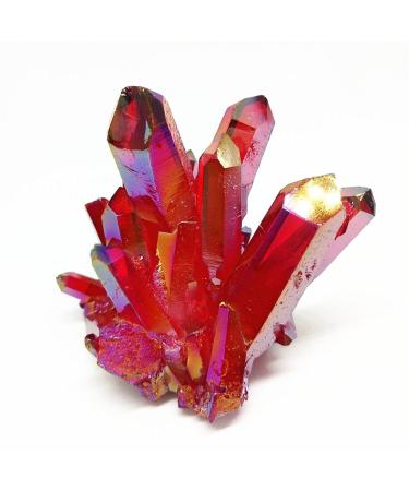 Room Decoration 145g Natural red Quartz Cluster Beautiful red Aura Angel Crystal Cluster Reiki Titanium Coating Cluster yuebang