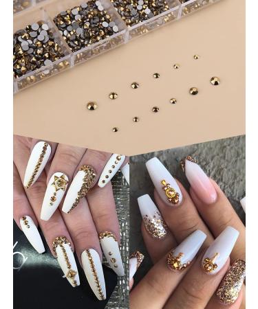 3120 Pcs Gold Crystal Nail Art Rhinestones Kit with Tweezers and Drill Pen - EBANKU - Buy Online on GoSupps.com
