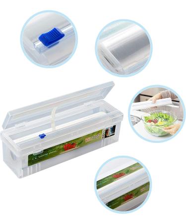 Refillable Plastic Wrap Dispenser with Slider Cutter - 12 inch 650 Ft Clear Cling Wrap for Food Storage - Includes Cutting Box - Buy Online on GoSupps.com