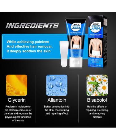 Intimate Men's Hair Removal Cream - Gentle & Painless Depilatory for Sensitive Areas | 60g for Genitals Bikini Legs & Buttocks | 24-Hour Hydration - Buy Online on GoSupps.com