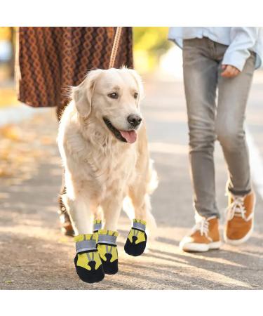 Reestboo Paw Protection Dog Boots - 4 Slide Shoes with Reflective Straps & Velcro for Large Dogs | Outdoor Snowshoes (XL Yellow) - Buy Online on GoSupps.com
