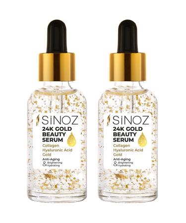 Sinoz 24k Gold Serum Eyes - Anti-Aging Anti-Wrinkle Skin Care Serum Collagen Eye Cream with Kenparazzi Makeup Bag
