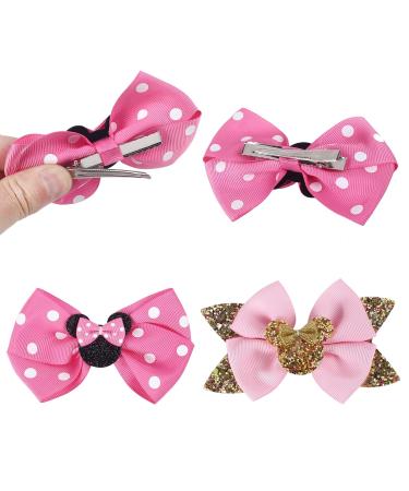 8pcs Mouse Ears Glitter Hair Bows Clips for Girls - Princess Hair Accessories for Kids & Women - Custom Birthday Party Decor - Buy Online on GoSupps.com