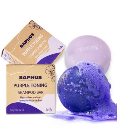 Purple Shampoo and Conditioner Bar Set for all Hair Types for Blonde Hair Neutralizes Brassy Yellow Orange Tones with Purple Violet Pigments Sulfate Free Travel Friendly PURPLE(LAVENDER)