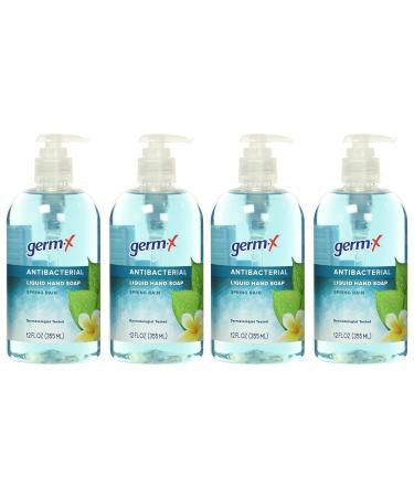 Germ-X Antibacterial Hand Soap 12 oz Pump Bottle Pack of 4 - Moisturizing & pH Balanced for Kitchen or Bathroom - Dermatologist Tested - Spring Rain Scent - Buy Online on GoSupps.com