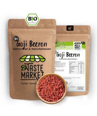 TASTE Guter Geschmack 200g Organic Goji Berries | Dried and Natural | Bocksdorn Fruit | Wolf Berry | Lucky Berry | Topping